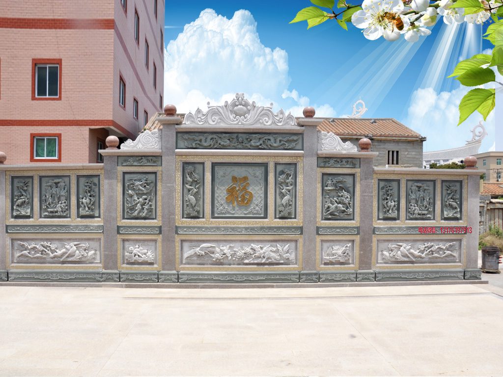 石雕壁画_浮雕照壁的雕刻技法和影壁图片样式大全