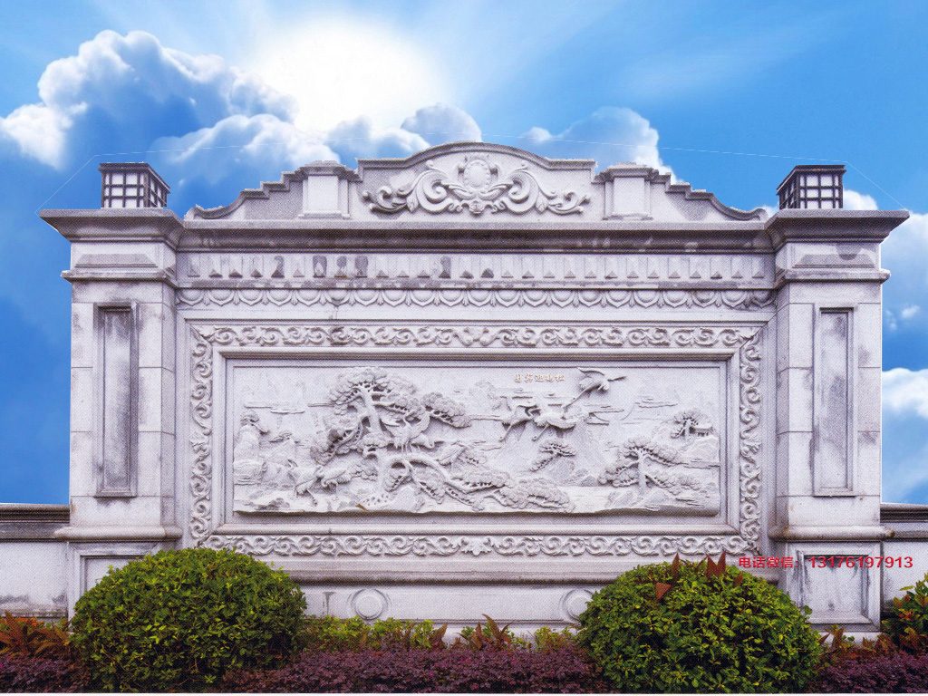石雕壁画_浮雕照壁的雕刻技法和影壁图片样式大全