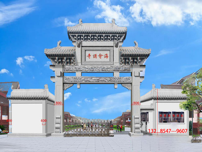 石雕门楼乡镇牌楼与石雕单门农村地区经典的雕刻图片