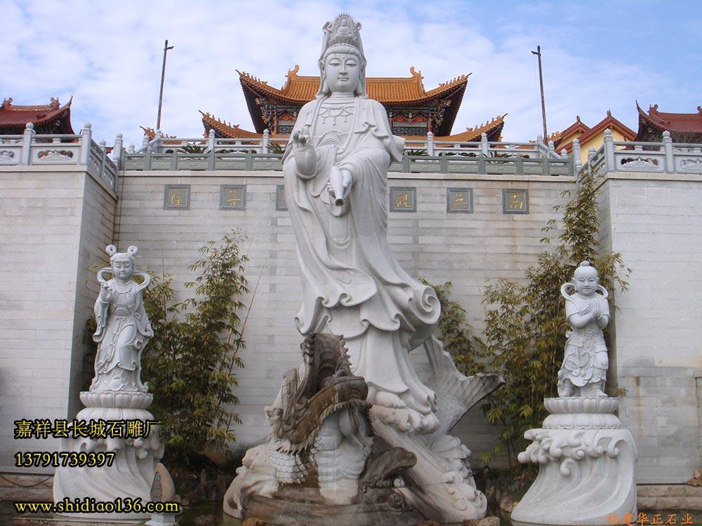 鳌鱼观音，独占鳌头石雕观音菩萨