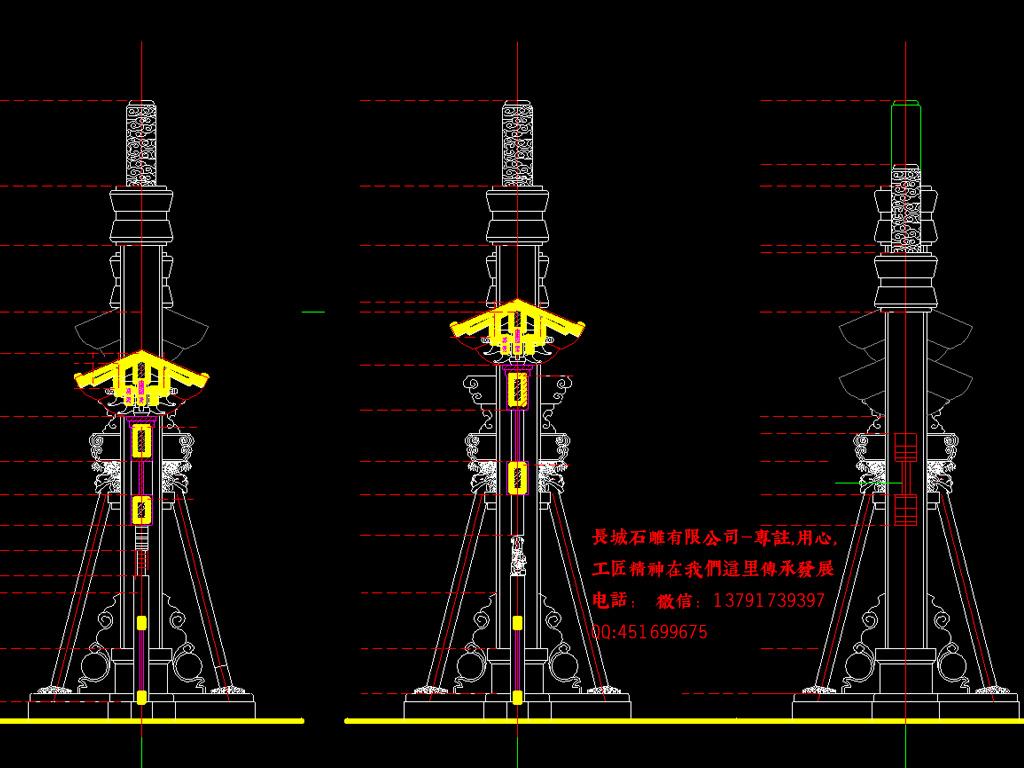 石牌坊CAD图侧面图
