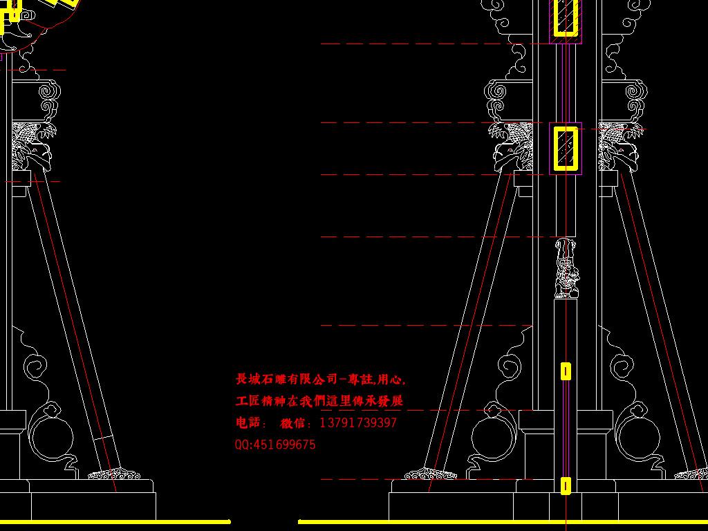 CAD石牌坊图纸样式